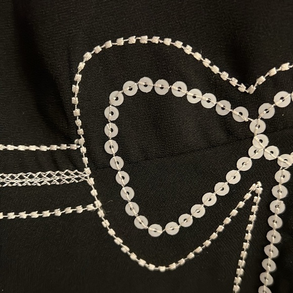 Black Trumpet Skirt with White Decorative Stitching and Sequins - Picture 4 of 6